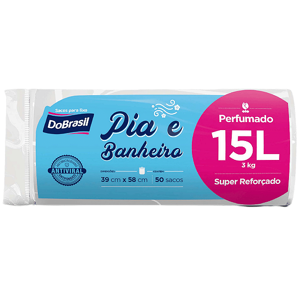 Saco de Lixo 15 Litros Pia e Banheiro 50 Sacos