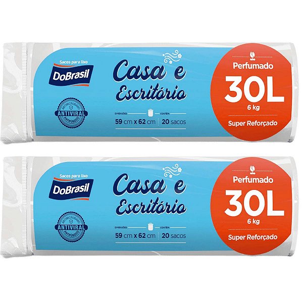 Kit 40 Sacos Lixo 30 Lts Branco Não Vaza Perfumado Antiviral
