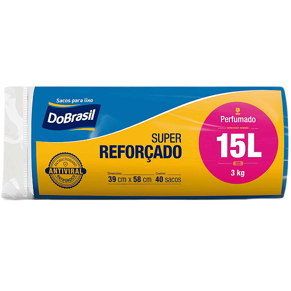 Saco de Lixo 15 Litros Reforçado 40 Sacos Azul Perfumado