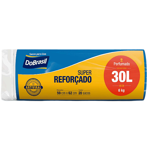 Saco Lixo 30 Litros Dobrasil 20 Sacos Azul Reforçado Perfume