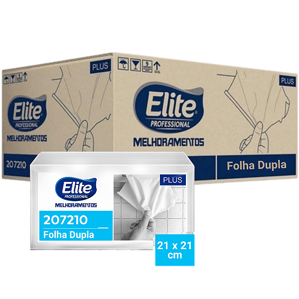Papel Toalha Interfolhado Folha Dupla Elite Plus Kit com 12 Pacotes de 200 Folhas cada com 21X21cm Interfolha
