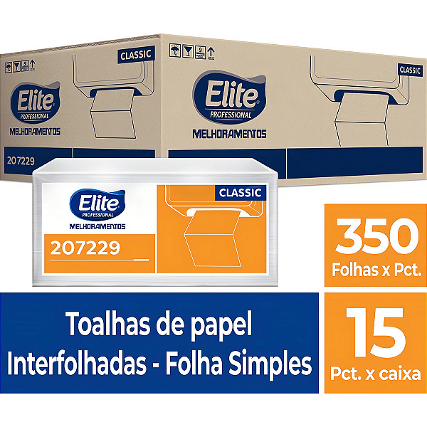 Papel Toalha Interfolhado Folha Simples 5250 Folhas Kit 15 Pacotes 350 Fls 20X21cm Toalha Papel Interfolha