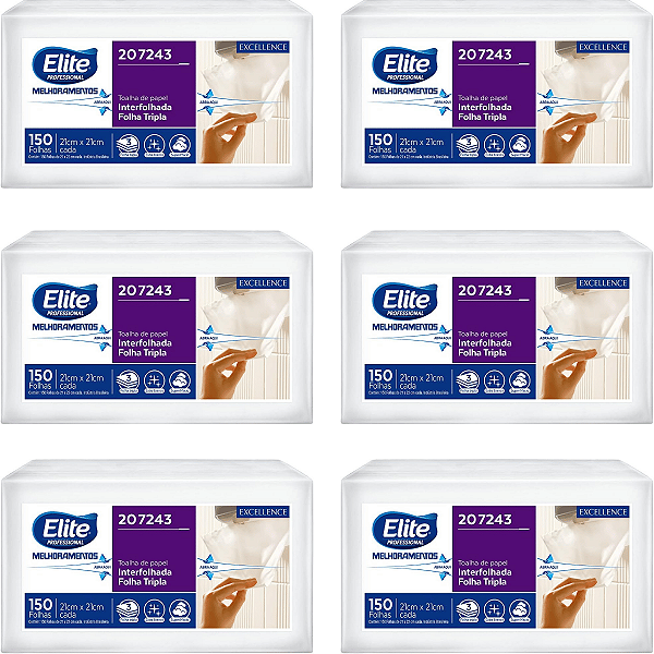 Kit 900 Folhas Papel Tolha Folha Tripla Interfolha Elite Excellence Toalha de Papel Folha Tripla
