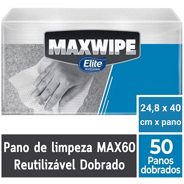 Pano Reutilizavel Multiuso Pano Limpeza Alta Absorção Elite Maxwipe 50 Unidades