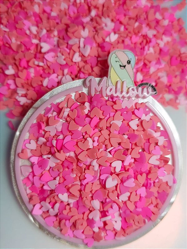 Micro coração love tons de rosa