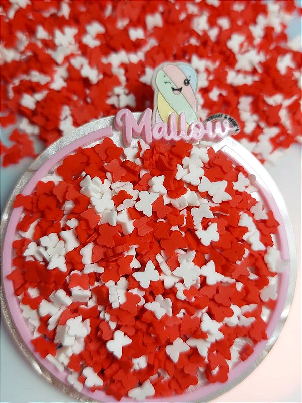 Micro borboletinhas vermelho e branco
