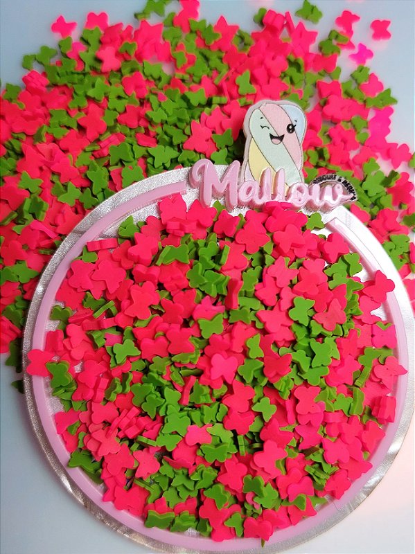 Micro borboletinhas rosa e verde