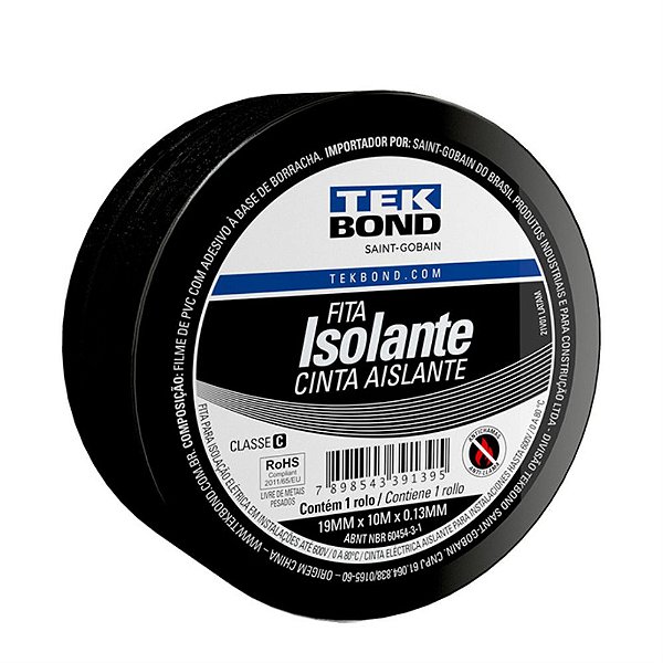 FITA ISOLANTE 19,0MM X 10,0M PRETA TEKBOND