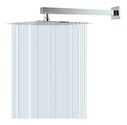 Ducha Chuveiro Slim Metal Cromado Com Braço De 40cm Gás