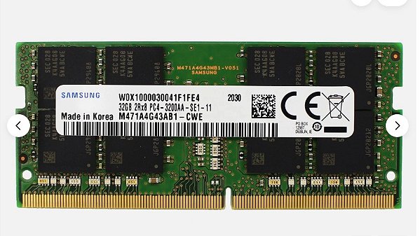 Memória P/ Notebook 32gb 2rx8 PC4 3200AA SAMSUNG