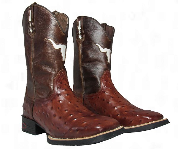 Bota Texana Estampa Avest Pinhão Boi Dallas Café Sola Preta Bico Quadrado