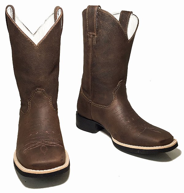 Bota Texana Pro Café Dallas Sola Preta Bico Quadrado
