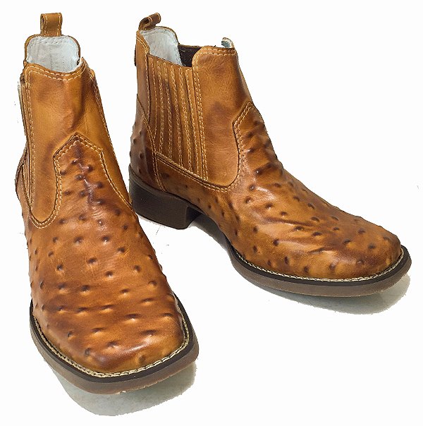 Botina Texana Camel Avest Sola Marrom Bico Quadrado