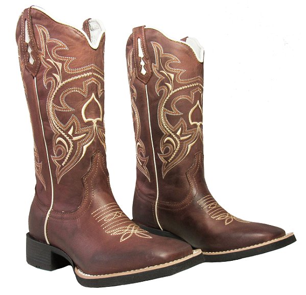 Bota Texana Feminina Fossil Mila Sola Preta Bico Quadrado