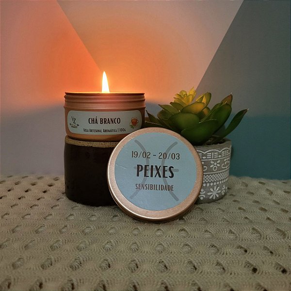 Vela Signo Peixes - Chá Branco | Ative seus Sonhos