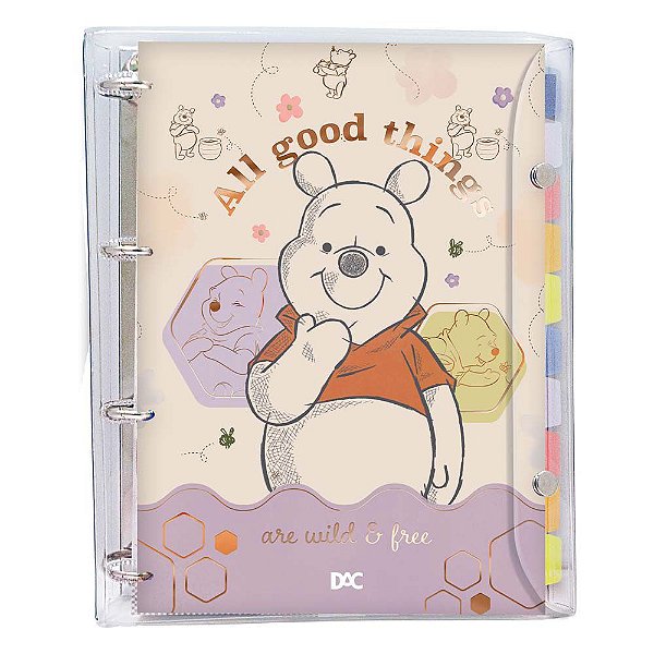 Fichário Universitário DAC Pooh - PVC Cristal