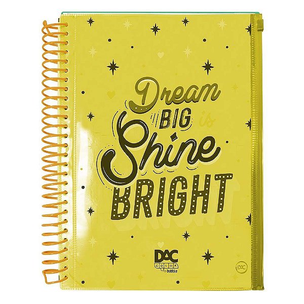 Caderno Universitário DAC Espiral Com Malote Zip Bubble Amarelo