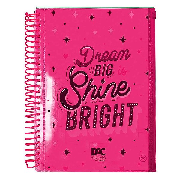 Caderno Universitário DAC Espiral Com Malote Zip Bubble Rosa