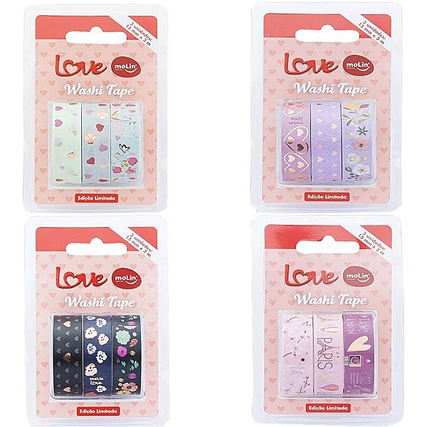 Washi Tape Love 3m - Blister Com 3 Unds Molin