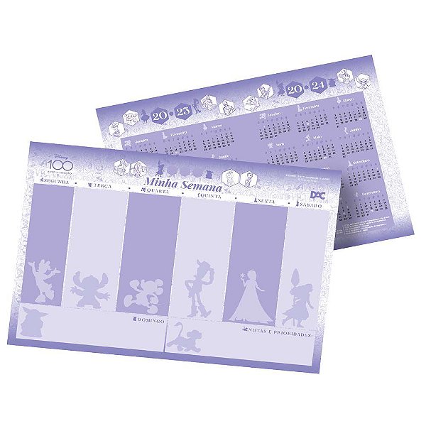 Bloco Semanal DAC Disney 100 Anos - 12 Fls + Calendário