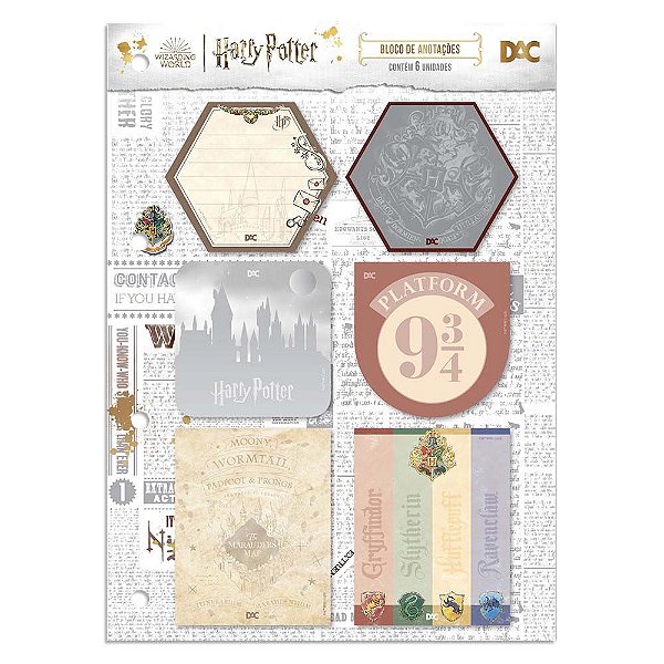 Acessório Para Fichário DAC Universitário Harry Potter Com 6 Bloquinhos