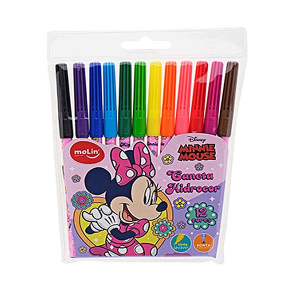 Canetinha Hidrocor MOLIN Minnie Mouse Estojo Com 12 Cores
