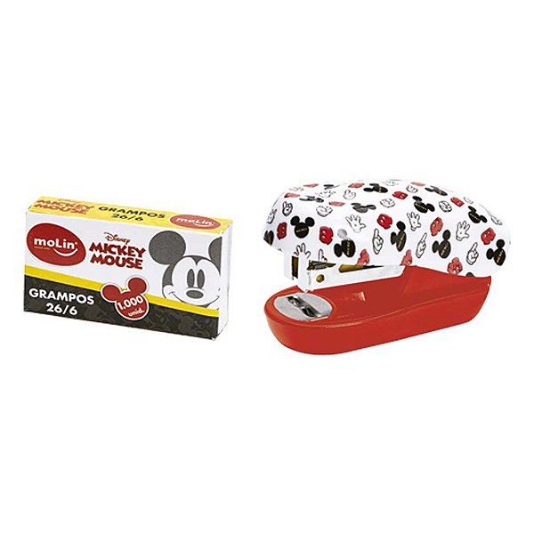 Mini Grampeador MOLIN Mickey Mouse Com Grampos