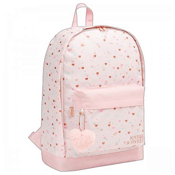Mochila TILIBRA Académie Coração Metalizado Rosa
