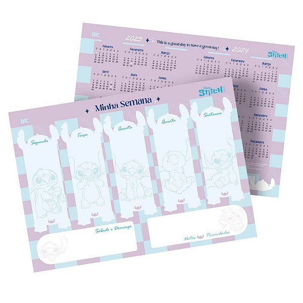Bloco Semanal De Anotações Stitch - 12 Fls + Calendário DAC