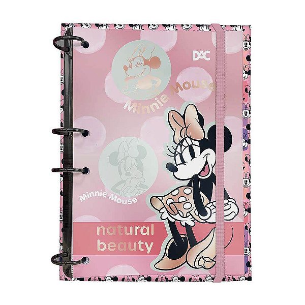 Caderno Argolado Colegial Sem Lombo Minnie Mouse Com Elástico E 144 Fls Decoradas DAC