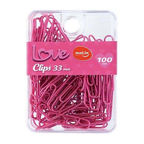 Clips Love Pink 33mm Caixa Com 100 Unds Molin