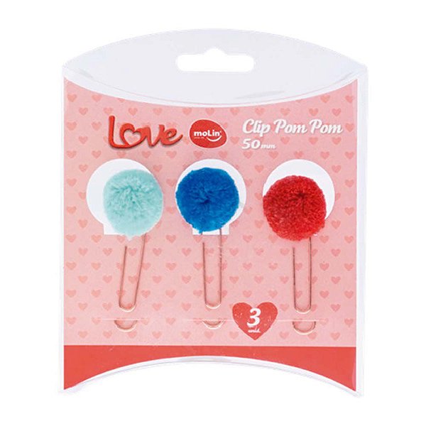 Clips Pom Pom Love 50mm Com 3 Unds Molin