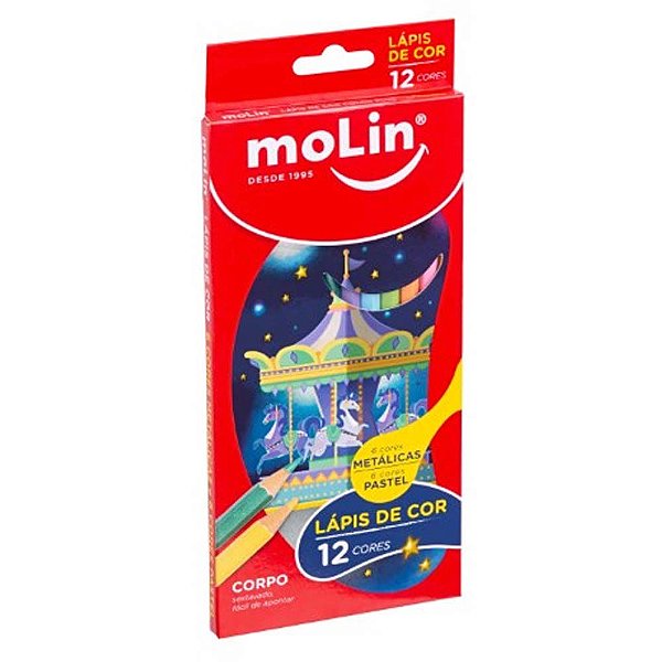 Lápis de Cor Color Plus Metálico / Pastel 12 Cores Molin