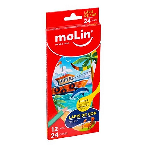 Lápis de Cor Bicolor Color Dream 24 Cores Molin