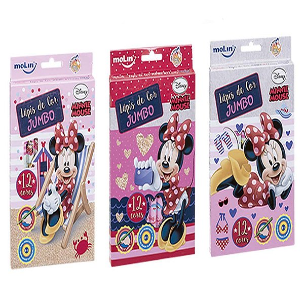 Lápis de Cor Jumbo Minnie Mouse Com 12 Cores Molin