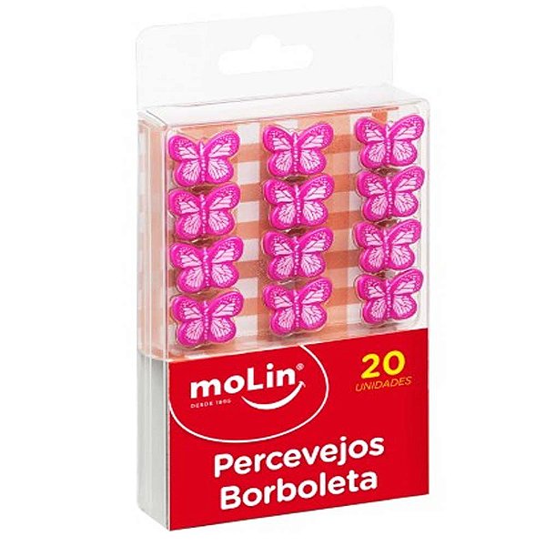 Percevejo Borboletas Rosa C/ 20 Unds Molin