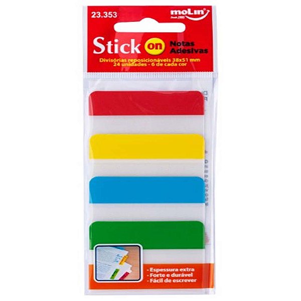 Divisórias Reposicionáveis 4 Cores 38mm x 51mm Molin