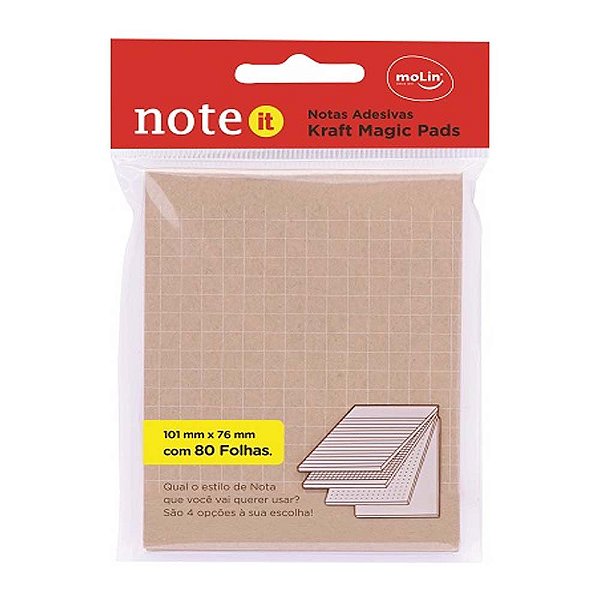 Bloco De Notas Adesivas Magic Kraft 101mm x 76mm C/ 80 Fls Molin