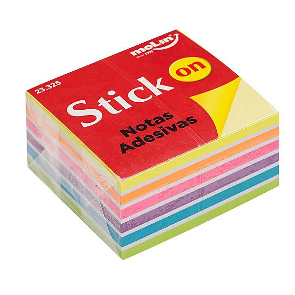 Bloco De Notas Adesivas Cubo Mixed Neo Cores 76x76mm C/ 400 Fls Molin