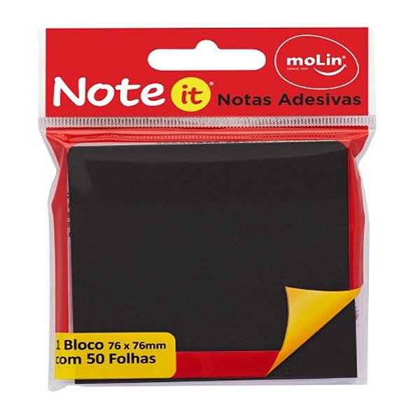 Bloco De Notas Adesivas Black 76x76mm C/ 50 Fls Molin
