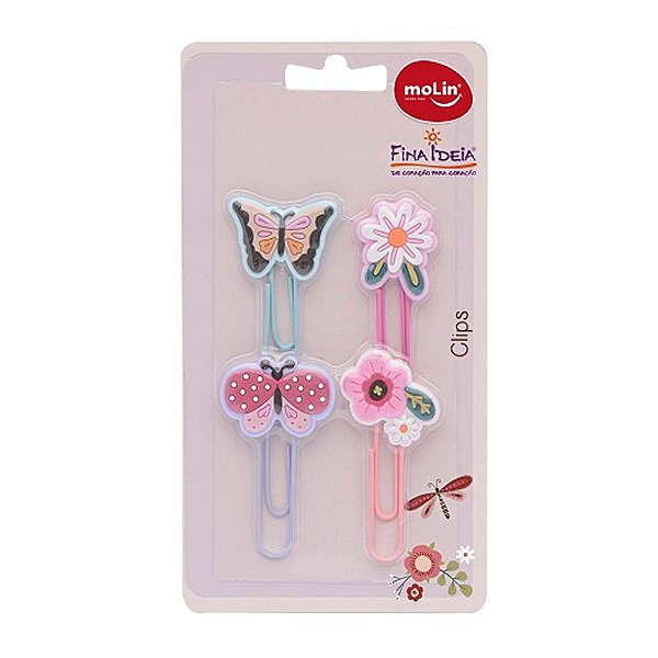 Clips 50mm Fina Ideia Borboletas Com 4 Unds Molin