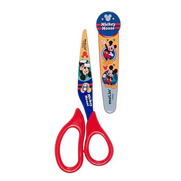 Tesoura Com Protetor Mickey Mouse Molin