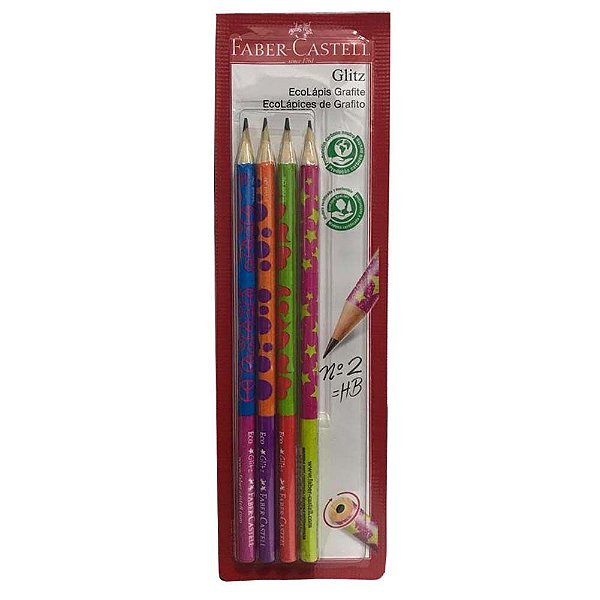 Lápis Preto Ecolápis Glitz Neon Cartela Com 4 Lápis Faber-Castell