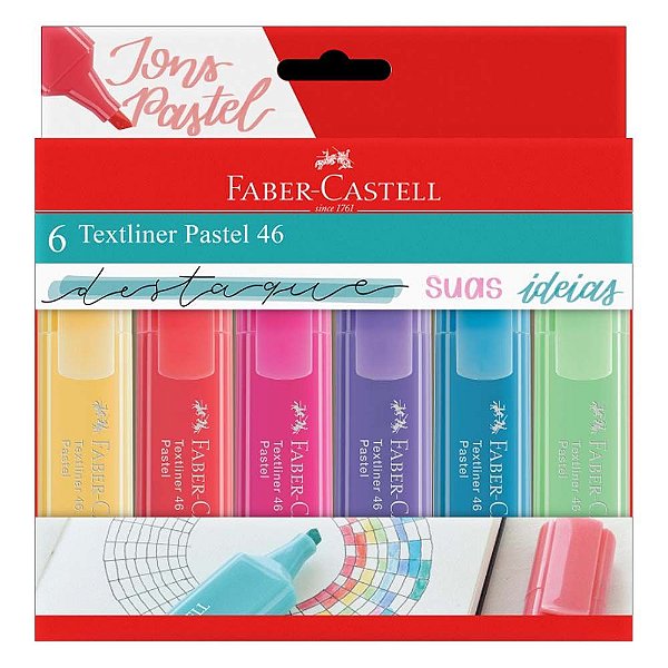 Marca Texto Textliner Pastel 46 Com 6 Cores Faber-Castell!!!