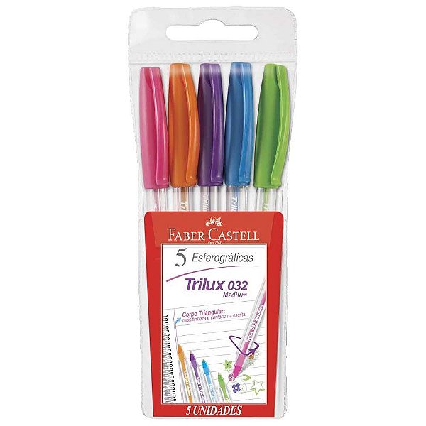 Caneta Esferográfica Trilux Com 5 Cores Multicor Faber-Castell