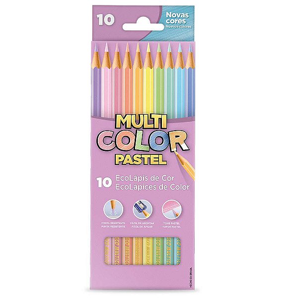 Lápis de Cor EcoLápis MultiColor 10 Cores em Tons Pastel Faber-Castell