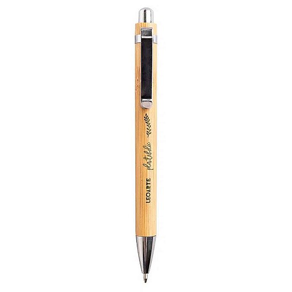 Caneta Esferográfica Premium De Bambu Plantaholic Leo Arte