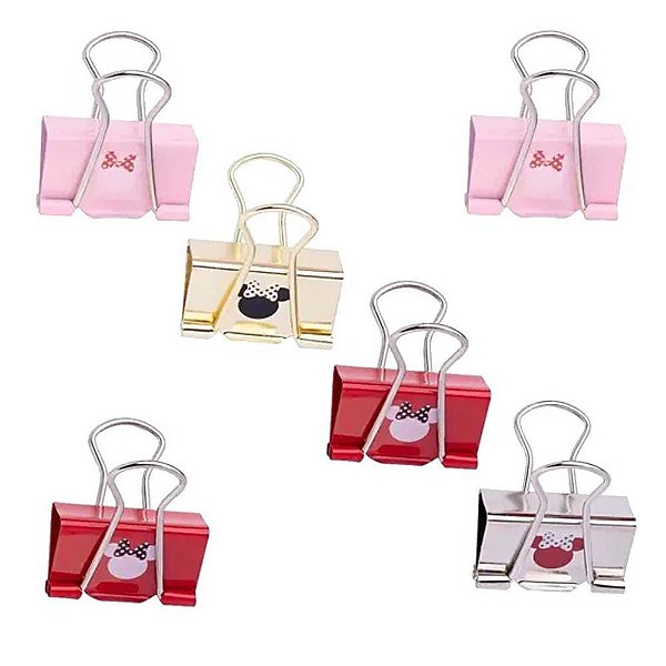 Binder Clips 25mm Minnie Mouse Blister Com 6 Unds Molin