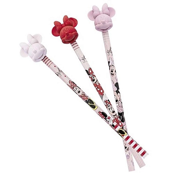 Lápis Preto HB Com Ponteira De Borracha Minnie Mouse Molin - Cada