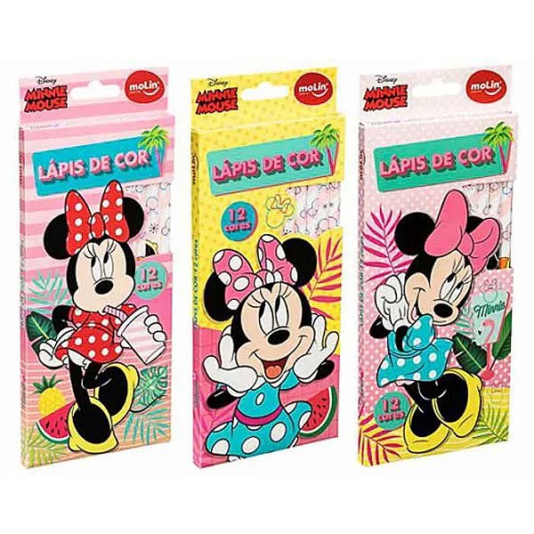 Lápis de Cor Minnie Mouse Caixa Com 12 Cores Molin - Cada